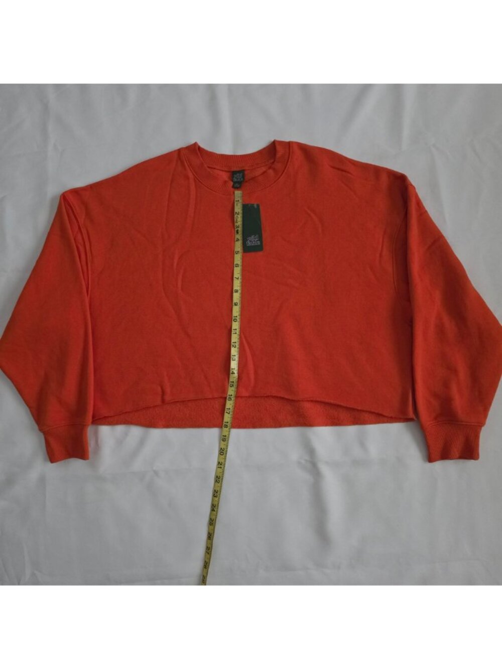 Wild Fable Red Long Sleeve Cropped Raw Edge Hem Pullover Sweatshirt Size XL - Picture 8 of 10